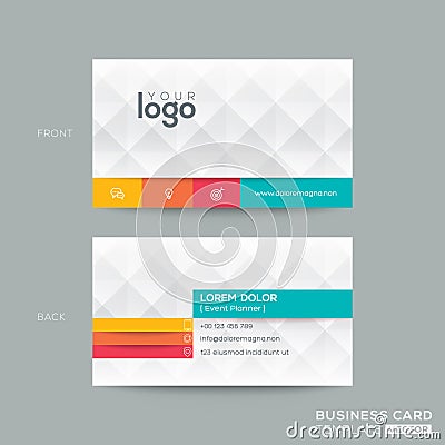 Business card template with diamond grey pattern background Vector Illustration