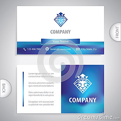 Lion head symbol for strong and successful companies. Business card template. Concept for business and commerce Vector Illustration