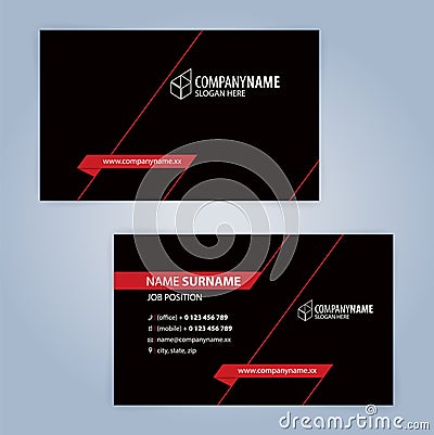 Business card template. Red and Black Vector Illustration