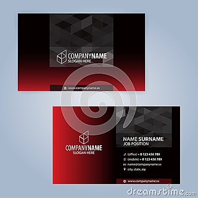 Business card template. Red and Black Vector Illustration