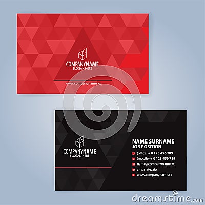 Business card template. Red and Black Vector Illustration