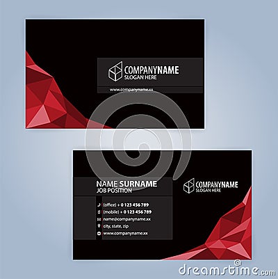 Business card template. Red and Black Vector Illustration