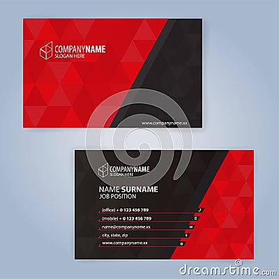 Business card template. Red and Black Vector Illustration