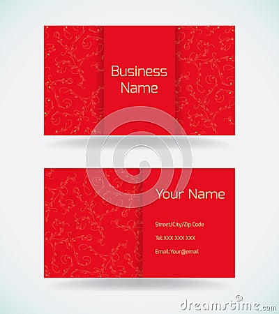 Business card template in red Cartoon Illustration