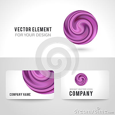 Business card template set, abstract purple circle Vector Illustration