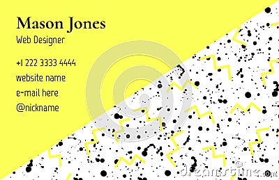 Business card template in the style of Memphis Vector Illustration