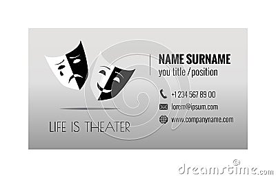 Business card template for ticket agency. Selling theater tickets. Corporate identity. Vector illustration. Vector Illustration