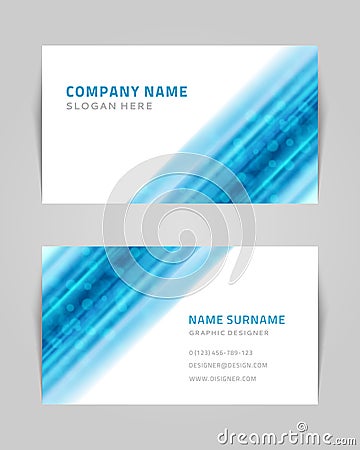Business card template water flow blurred particles innovation branding identification vector Vector Illustration