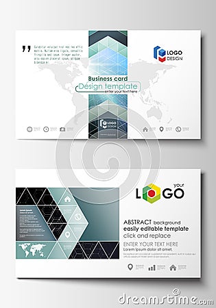 Business card templates. Cover template, easy editable, abstract flat design vector layout. Chemistry pattern, hexagonal Vector Illustration