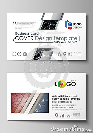 Business card templates. Easy editable layout, abstract vector design template. Chemistry pattern, molecular texture Vector Illustration