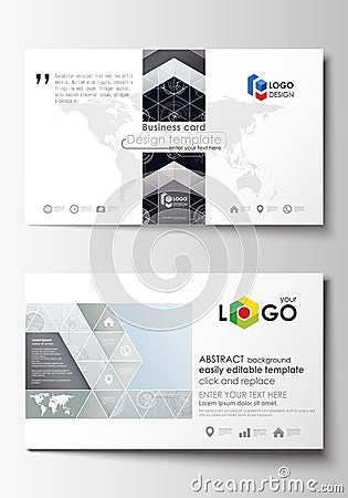 Business card templates. Easy editable layouts, flat style template, vector illustration. High tech design, connecting Vector Illustration