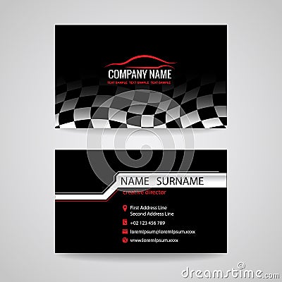 Business card for transportation car racing sport and Car wash Vector Illustration