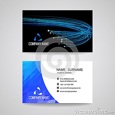 Business card vector blue light line is about network Relationship and technology Vector Illustration