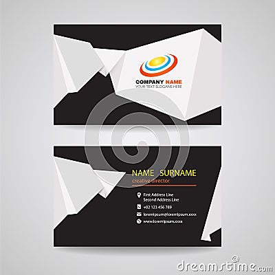 Business card vector design - White sharp origami paper on black background Vector Illustration