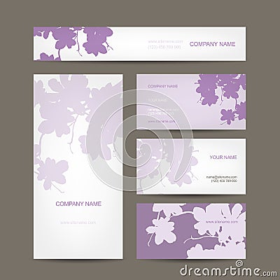 Business cards collection, floral design Vector Illustration