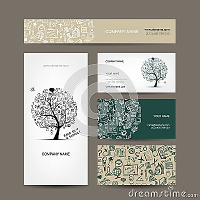 Business cards collection with school sketch for Vector Illustration