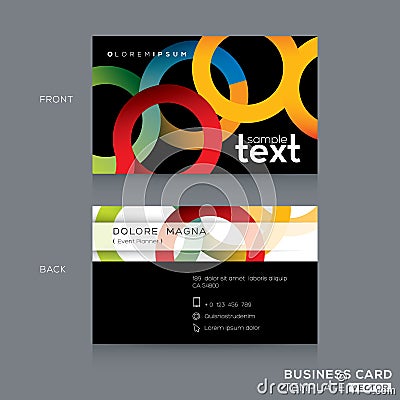 Business cards Design with abstract colorful circle ring shape background Vector Illustration