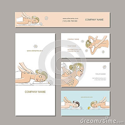 Business cards design, women in spa saloon Vector Illustration