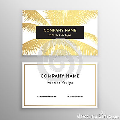 Business cards tropical graphic design, tropical palm leaf. Vector illustration. Creative business card template design Editorial Stock Photo