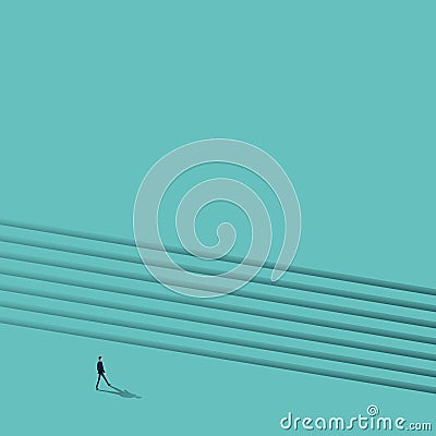 Business career ambition vector concept. Symbol of stairs, growth, success, challenge. Minimal illustration. Cartoon Illustration