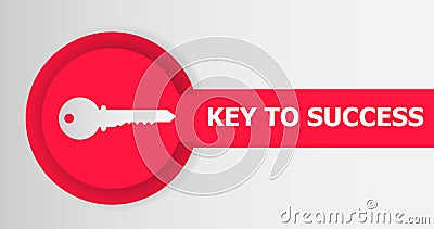 Business and career. Vector illustration with key to unlock success on grey background, panorama Vector Illustration