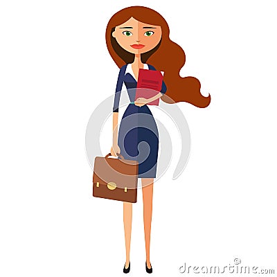 Business carroty lady . Office worker. Woman secretary. Vector f Vector Illustration