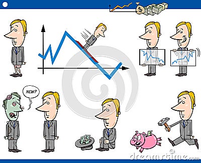 Business cartoon concept set Vector Illustration