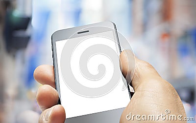 Business Cell Phone Hand City Stock Photo