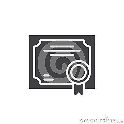 Business Certificate icon vector, filled flat sign, solid pictogram isolated on white. Vector Illustration