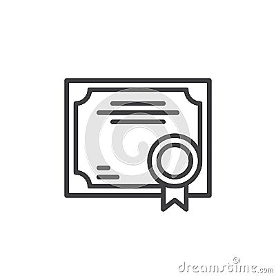 Business Certificate line icon, outline vector sign, linear style pictogram isolated on white. Vector Illustration