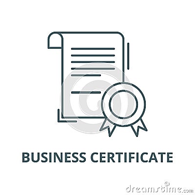 Business certificate vector line icon, linear concept, outline sign, symbol Vector Illustration