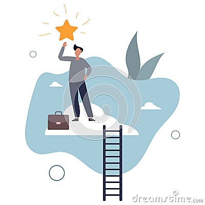 Business champion succeed to get reward, winning star employee, career path or dream job concept.flat vector illustration Stock Photo