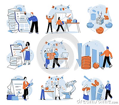 Business chaos. Heavy workloads and lack organization create messy and disorderly work environment Vector Illustration