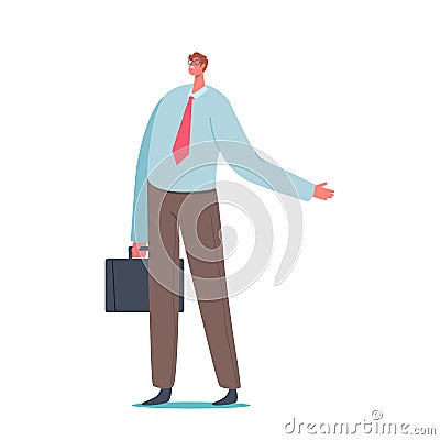 Business Character Showing with Hand on Scapegoat, Man Wear Formal Suit Pointing with Finger, Searching Guilty Vector Illustration