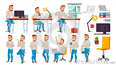 Business Character Vector. Working People Set. Environment Process. Office, Creative Studio. Full Length. Programmer Vector Illustration