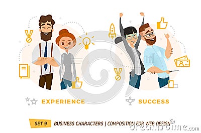 Business characters in circle. Vector Illustration