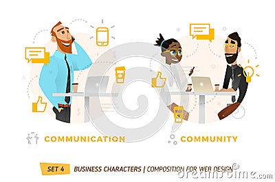 Business characters in circle. Vector Illustration