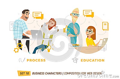 Business characters in circle. Vector Illustration