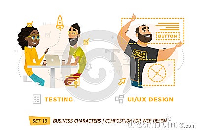 Business characters in circle. Vector Illustration