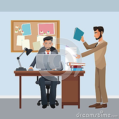 Business characters in office scene Vector Illustration