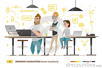 Business characters in some situations Vector Illustration