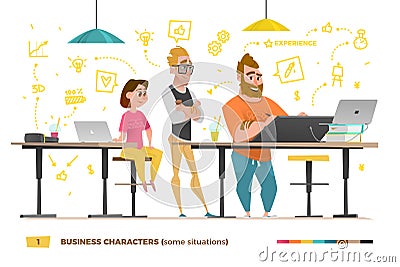 Business characters in some situations Vector Illustration