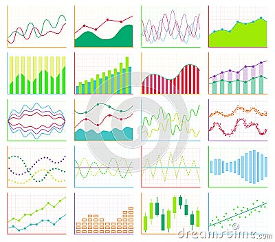 Business chart collection. Set of graphs. Data visualization. Vector Illustration