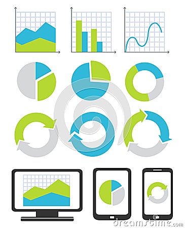 Business chart and graph icons Vector Illustration