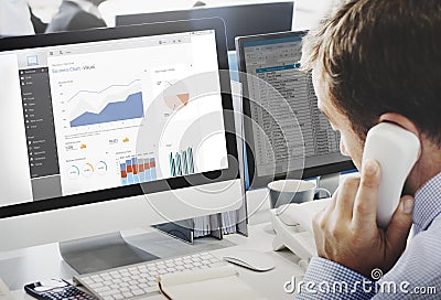 Business Chart Visual Graphics Report Concept Stock Photo