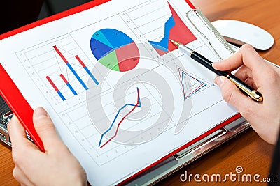 Business charts: business person accounting Stock Photo