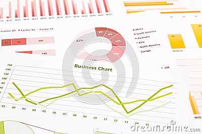 business charts, data analysis, marketing research, global economic summarizing report Stock Photo