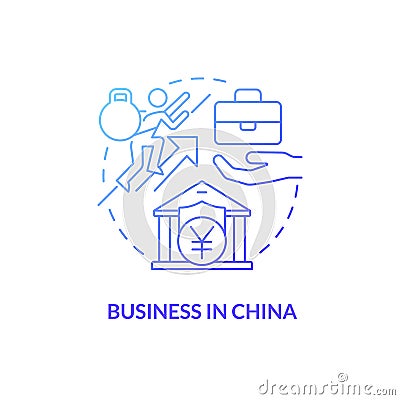 Business in China blue gradient concept icon Vector Illustration