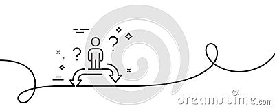 Business choice line icon. Person solution sign. Continuous line with curl. Vector Stock Photo