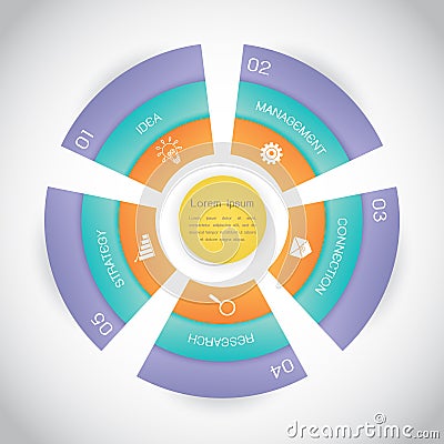 Business Circle Step Diagram Presentation Vector Illustration